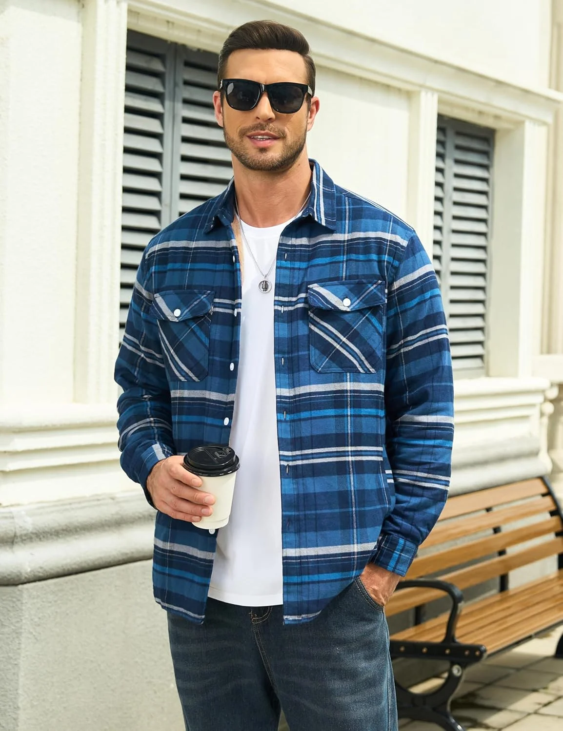 پیراهن مردانه فلانل MAGCOMSEN، ژاکت سنگین وزن فلانل با آستر پشمی، پیراهن چهارخانه دکمه دار نخی، کت گرم زمستانی پیراهن مردانه فلانل MAGCOMSEN، ژاکت سنگین وزن فلانل با آستر پشمی، پیراهن چهارخانه دکمه دار نخی، کت گرم زمستانی