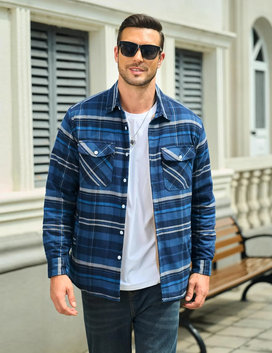 پیراهن مردانه فلانل MAGCOMSEN، ژاکت سنگین وزن فلانل با آستر پشمی، پیراهن چهارخانه دکمه دار نخی، کت گرم زمستانی پیراهن مردانه فلانل MAGCOMSEN، ژاکت سنگین وزن فلانل با آستر پشمی، پیراهن چهارخانه دکمه دار نخی، کت گرم زمستانی