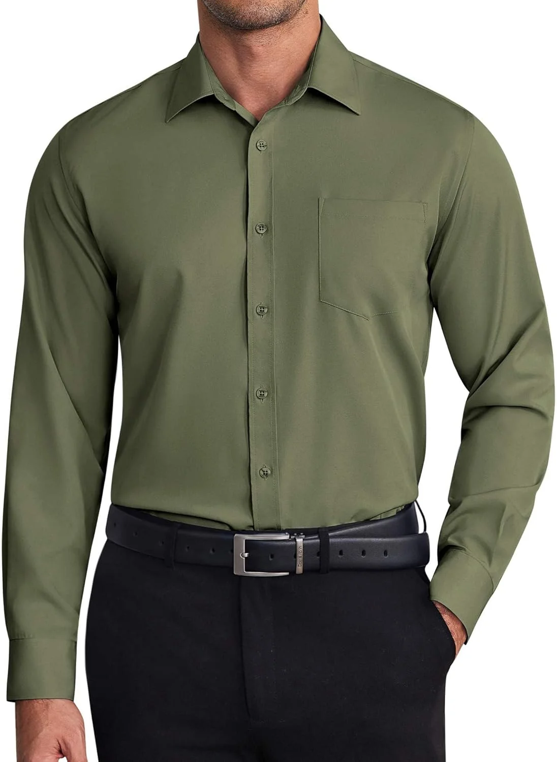 پیراهن مردانه آستین بلند دکمه دار بدون چروک مناسب برای جلسات رسمی و کاری