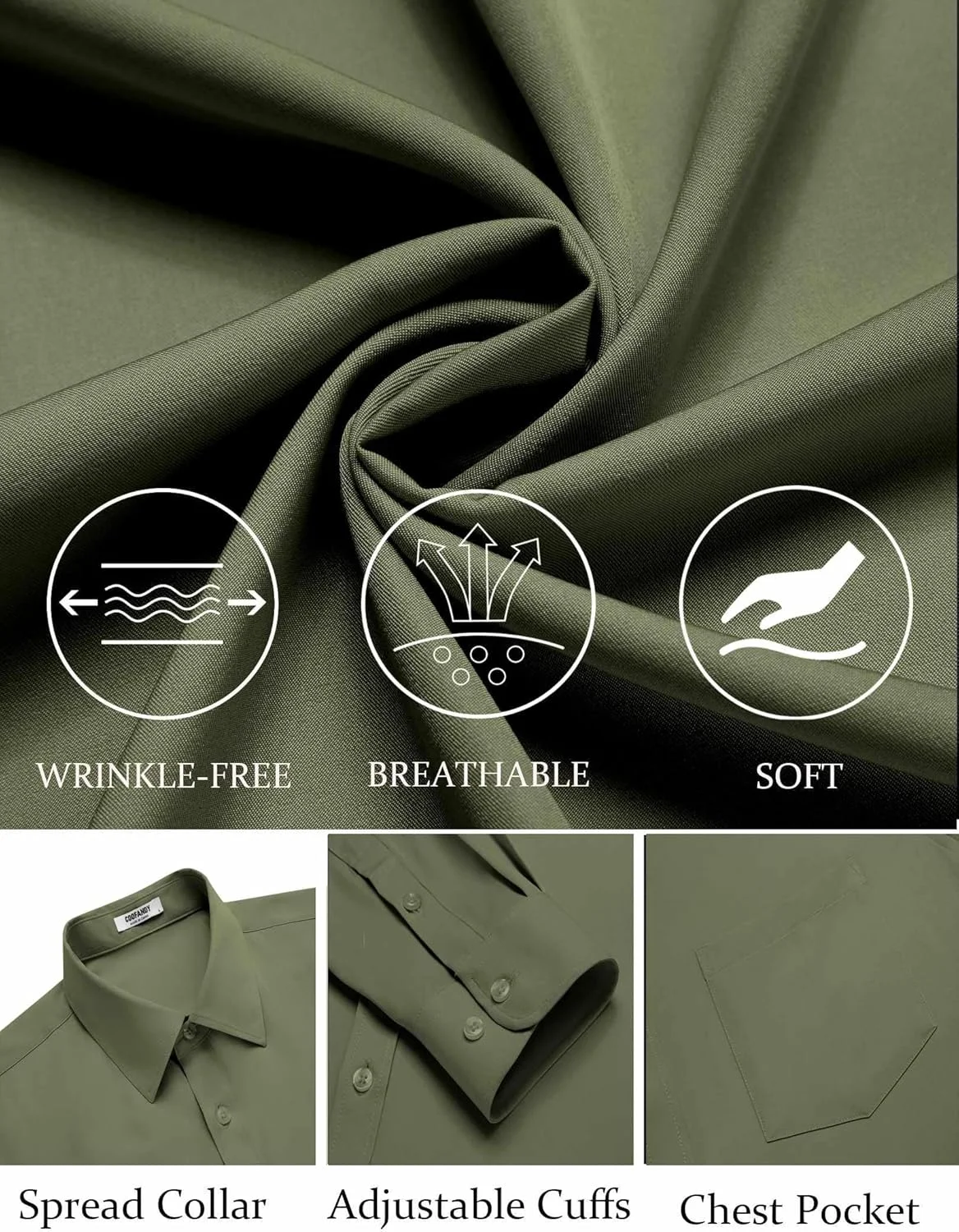 پیراهن مردانه آستین بلند دکمه دار بدون چروک مناسب برای جلسات رسمی و کاری