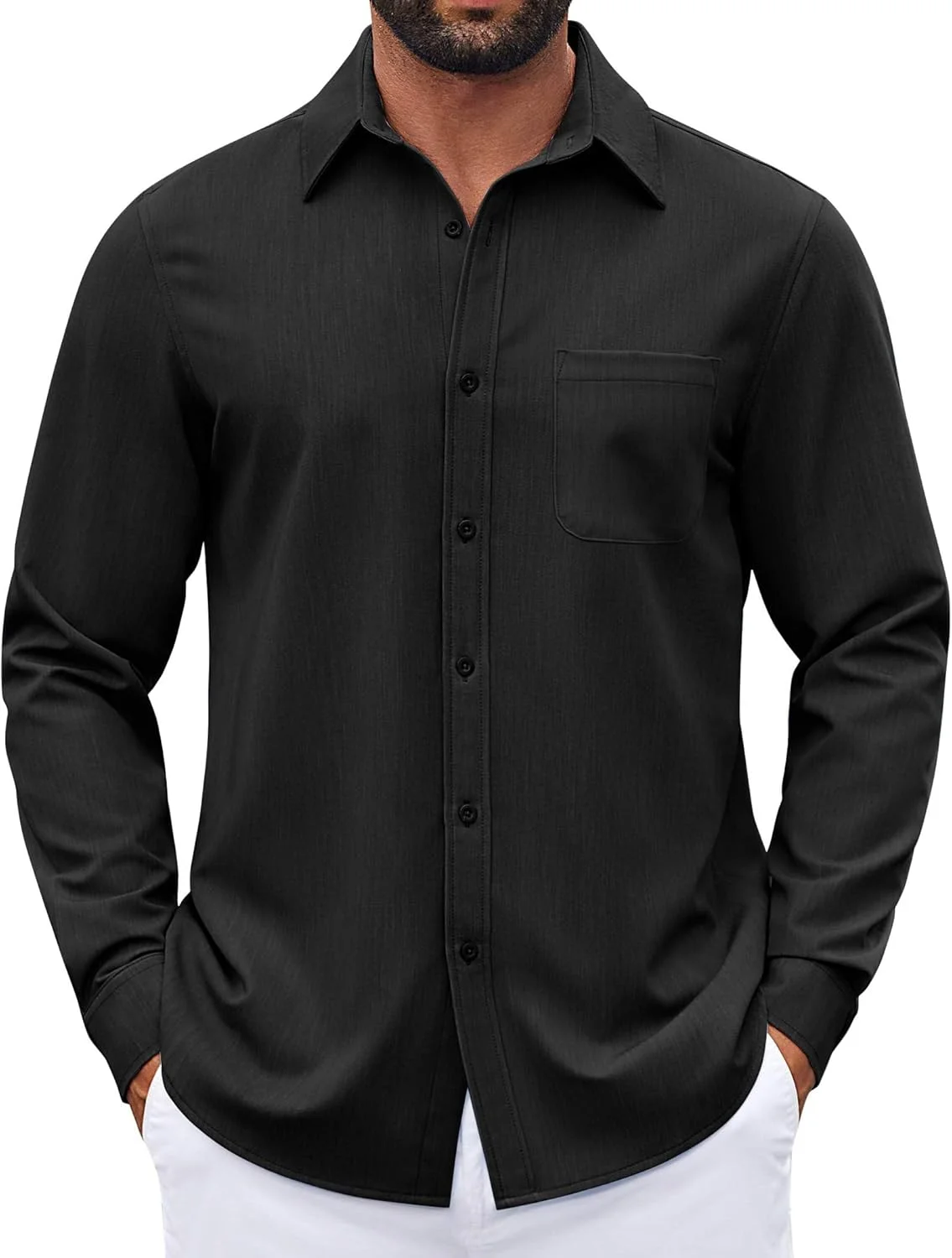 پیراهن آستین بلند مردانه COOFANDY، مدل آکسفورد، کتان، مناسب استفاده روزمره و محیط کار، دارای جیب