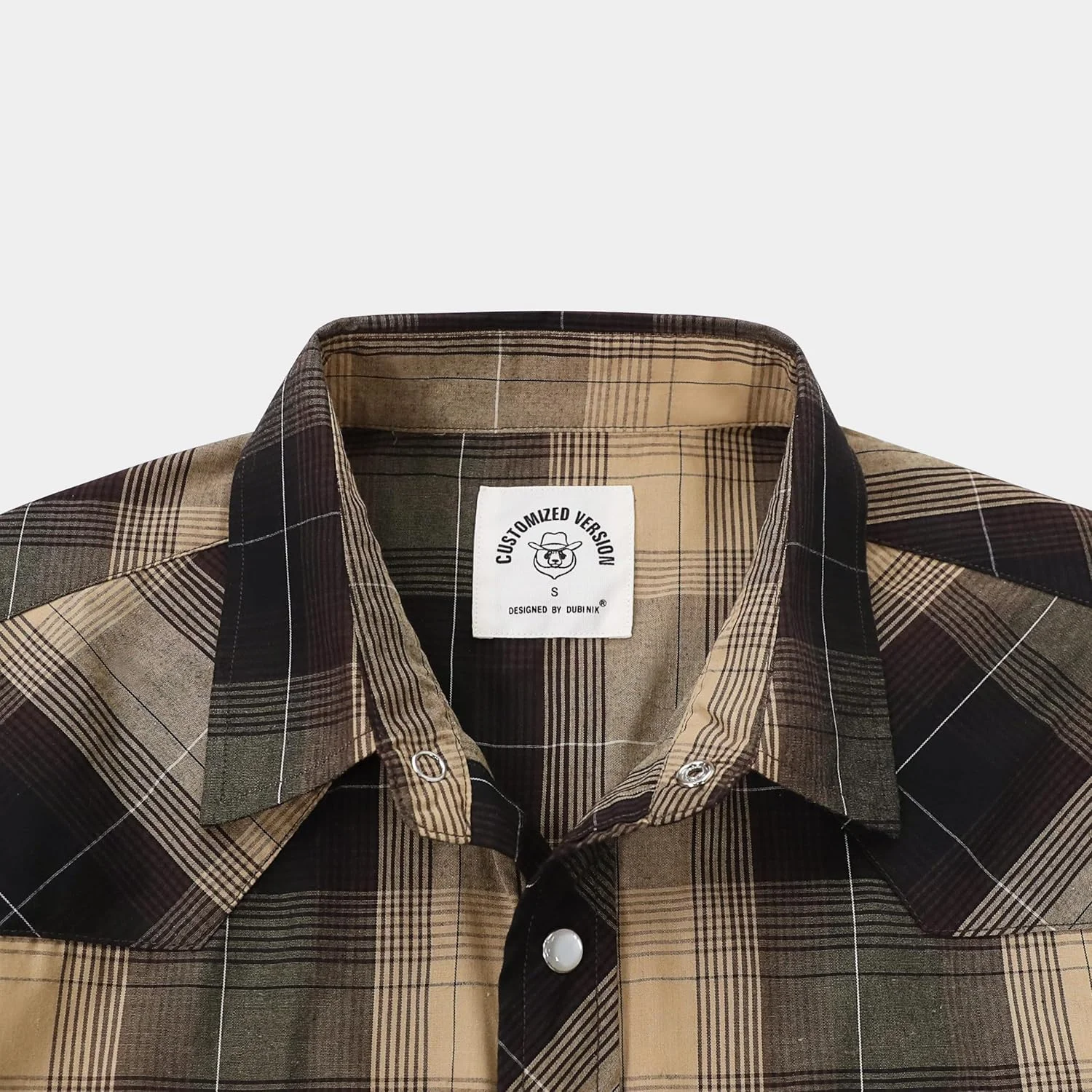 پیراهن های مردانه دابینیک® با طرح وسترن، آستین کوتاه، چهارخانه، دکمه صدفی، پیراهن دکمه دار مردانه، مناسب استایل کابویی، کژوال و کار