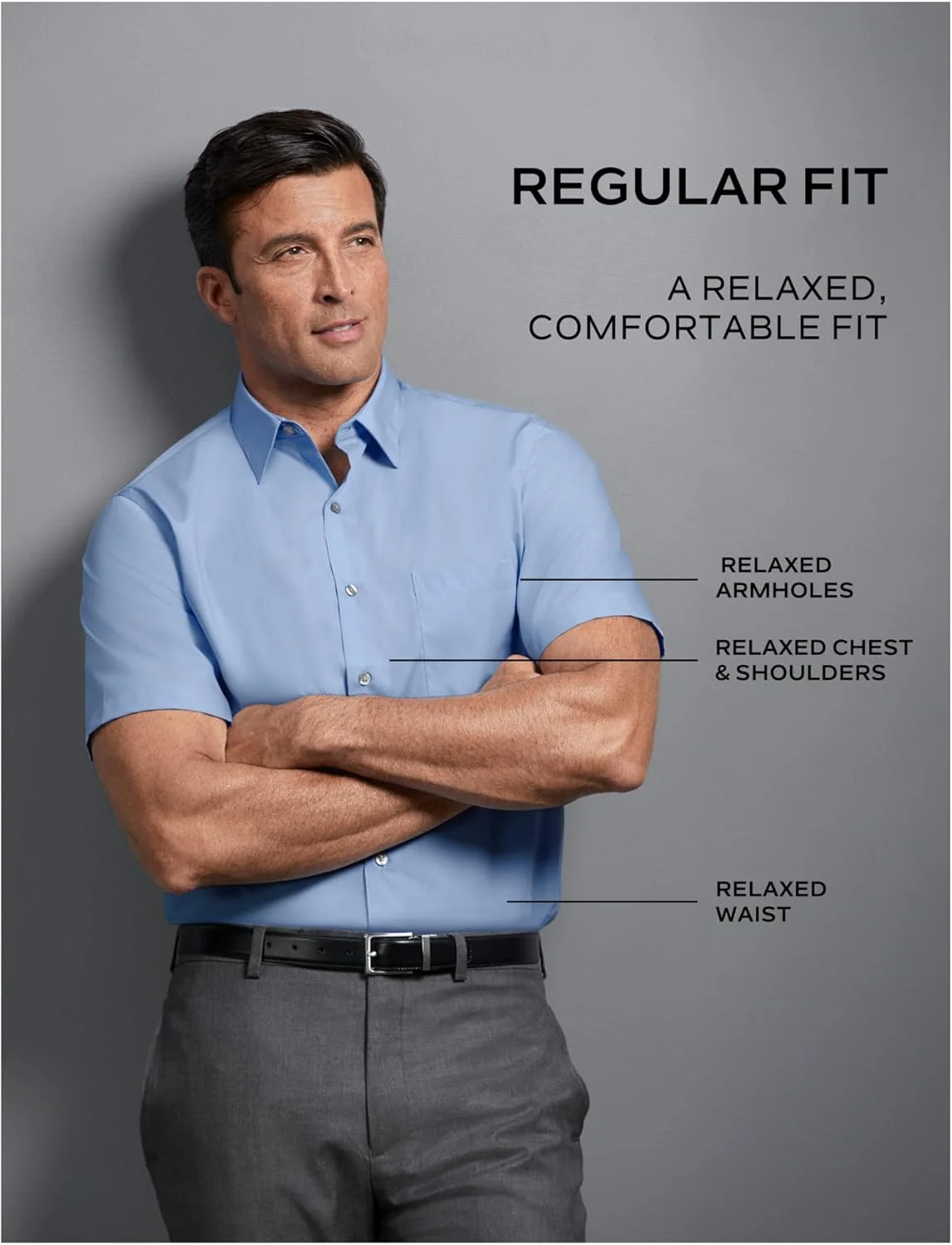 پیراهن مردانه آستین کوتاه ون هیزن، مدل پاپلین ساده و اندازه معمولی