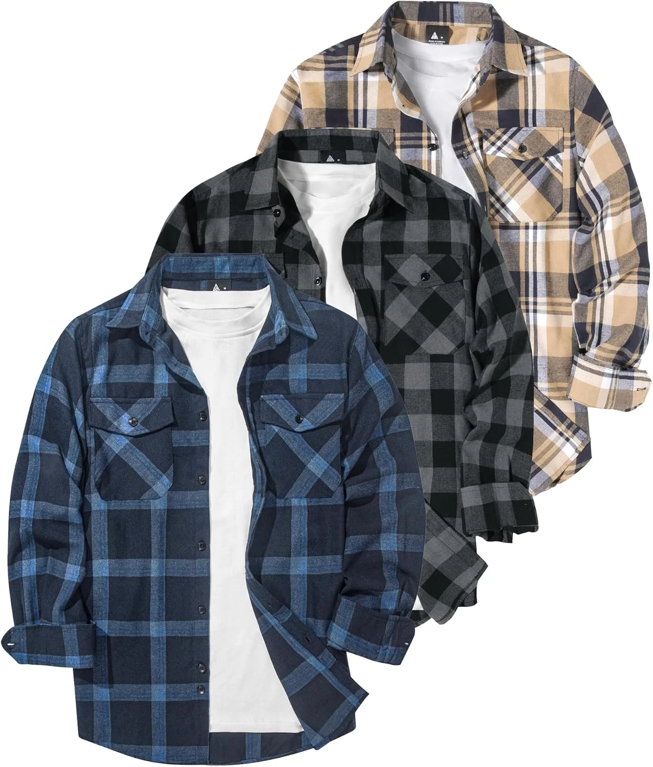 پیراهن های مردانه ZITY طرح چهارخانه، آستین بلند، دکمه دار، یقه دار، مناسب آقایان به همراه جیب