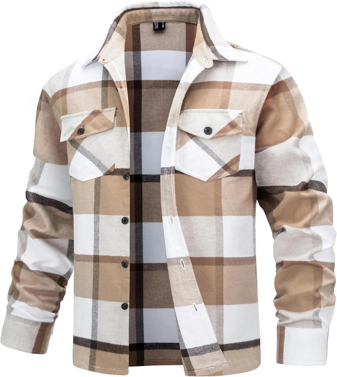 پیراهن های فلانل مردانه TACVASEN، پیراهن های فلانل پشمی برس خورده، ژاکت دکمه دار، پیراهن چهارخانه کژوال نخی نرم مناسب پاییز