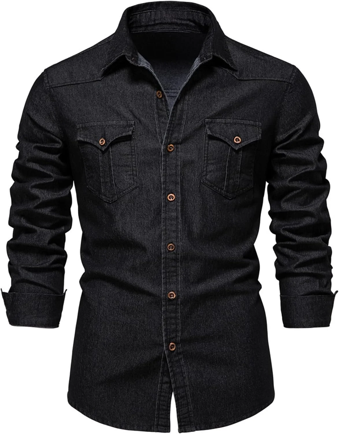 پیراهن جین مردانه Kissonic آستین بلند، مدل Slim Fit، دکمه دار، طرح راه راه، مناسب استفاده روزمره