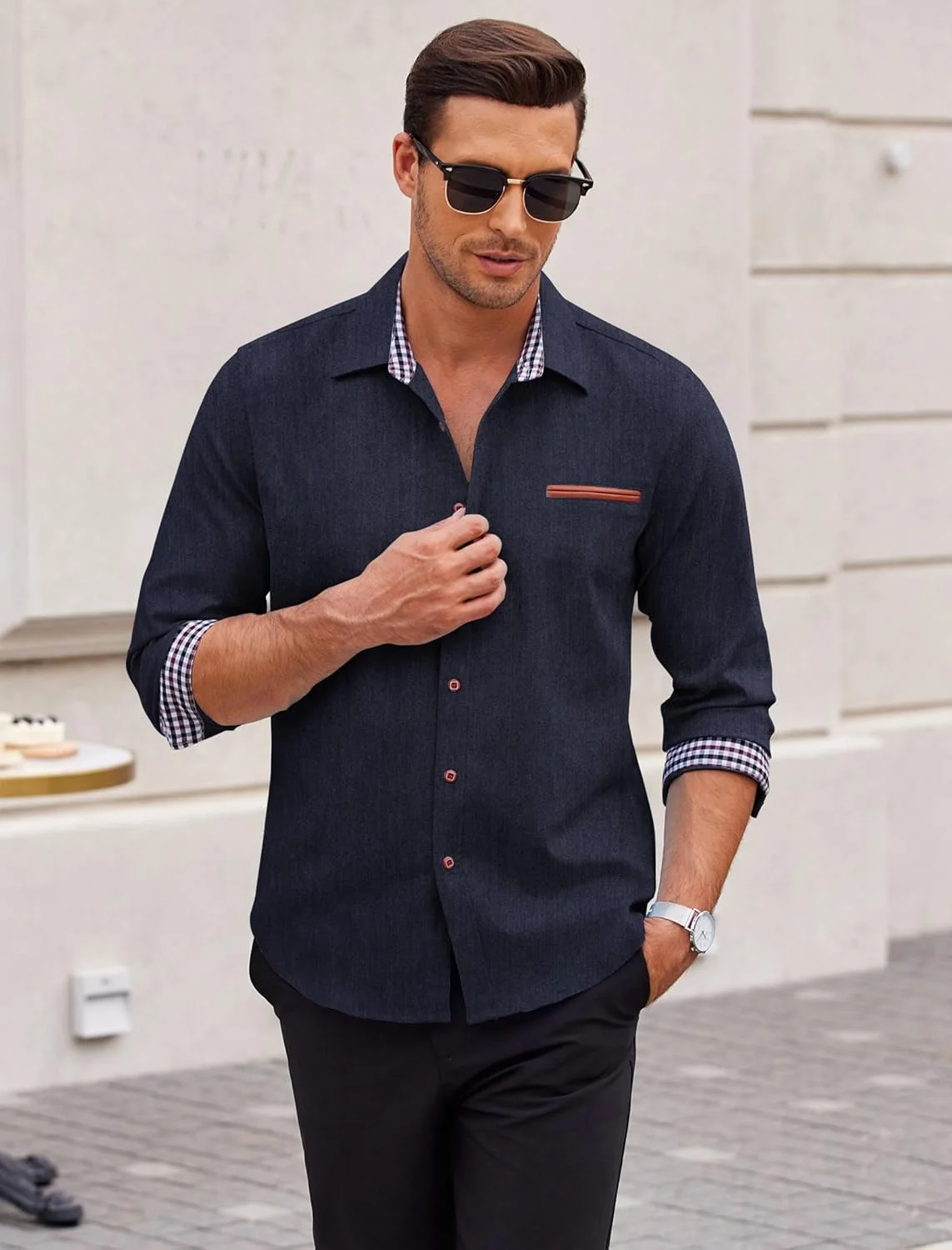 پیراهن آستین بلند مردانه COOFANDY، پیراهن های غیر رسمی دکمه دار، پیراهن یقه چهارخانه، پیراهن جین وینتیج