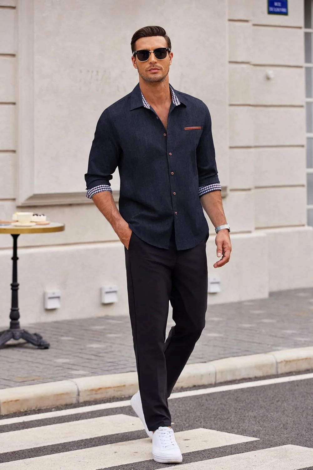 پیراهن آستین بلند مردانه COOFANDY، پیراهن های غیر رسمی دکمه دار، پیراهن یقه چهارخانه، پیراهن جین وینتیج