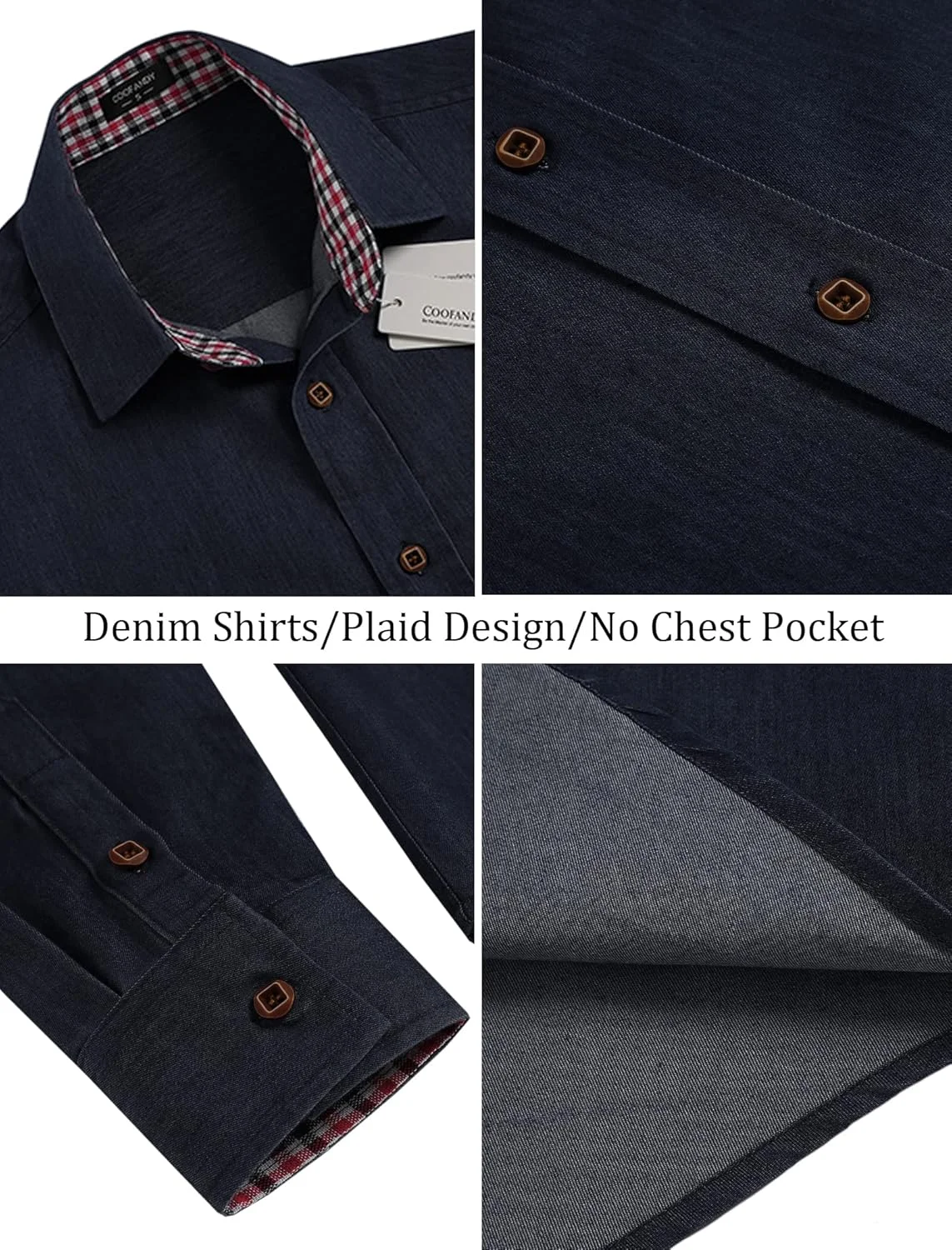پیراهن آستین بلند مردانه COOFANDY، پیراهن های غیر رسمی دکمه دار، پیراهن یقه چهارخانه، پیراهن جین وینتیج