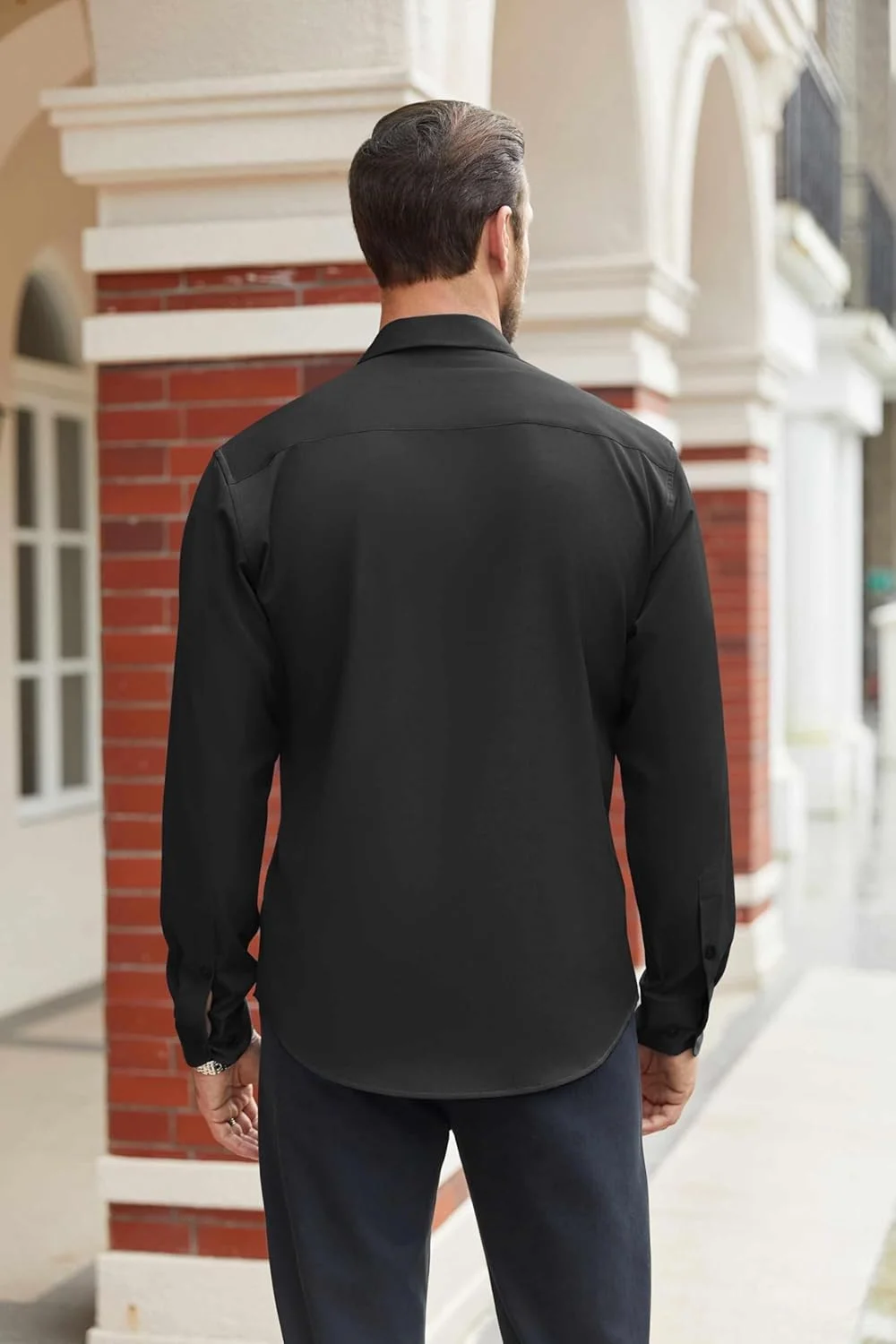 پیراهن مردانه کشی آستین بلند دکمه دار COOFANDY، مدل راسته، مناسب برای محیط های رسمی و تجاری