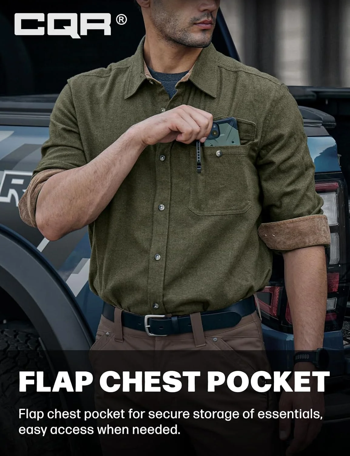 پیراهن مردانه چهارخانه دکمه دار CQR، 100% پنبه، آستین بلند، نرم و گرم، مناسب استفاده روزمره و فضای باز