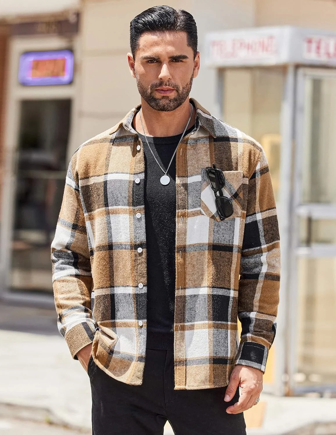 پیراهن های چهارخانه مردانه COOFANDY، آستین بلند، دکمه دار، مناسب فصل پاییز پیراهن های چهارخانه مردانه COOFANDY، آستین بلند، دکمه دار، مناسب فصل پاییز