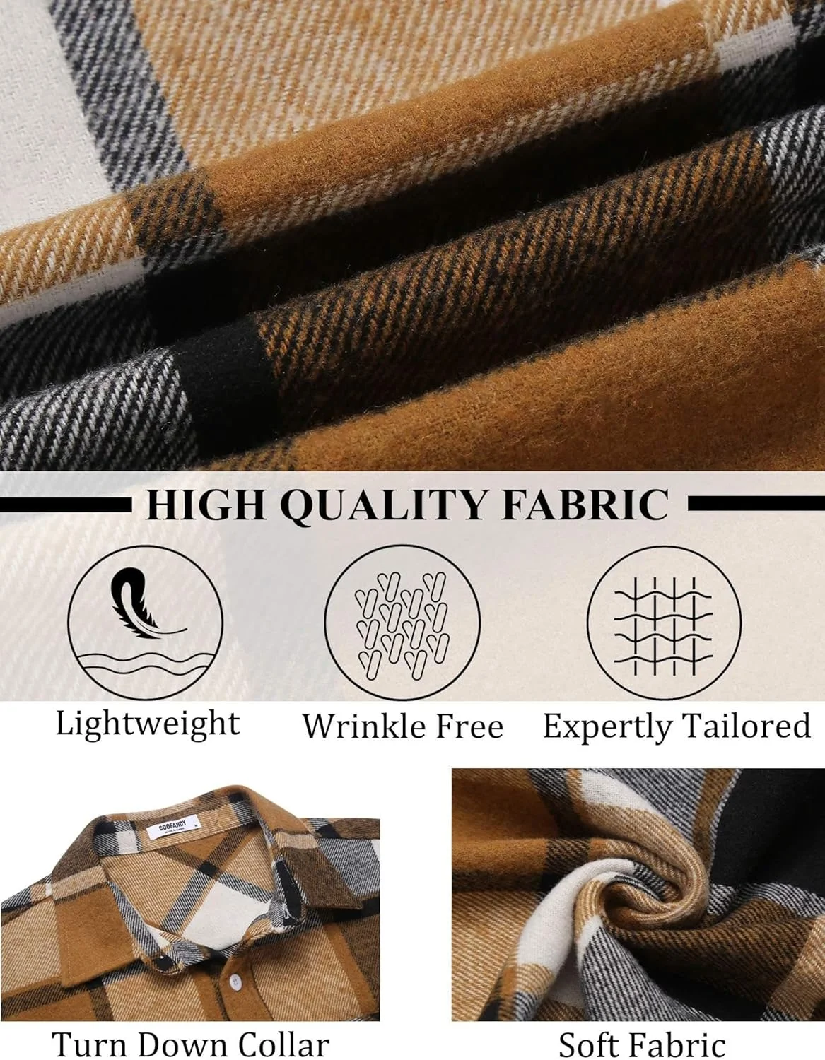 پیراهن های چهارخانه مردانه COOFANDY، آستین بلند، دکمه دار، مناسب فصل پاییز پیراهن های چهارخانه مردانه COOFANDY، آستین بلند، دکمه دار، مناسب فصل پاییز