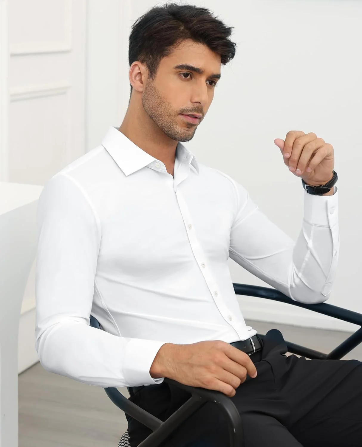 پیراهن مردانه کشی ناردو مدل Lion آستین بلند و Slim Fit، پیراهن دکمه دار بدون چروک مناسب آقایان پیراهن مردانه کشی ناردو مدل Lion آستین بلند و Slim Fit، پیراهن دکمه دار بدون چروک مناسب آقایان