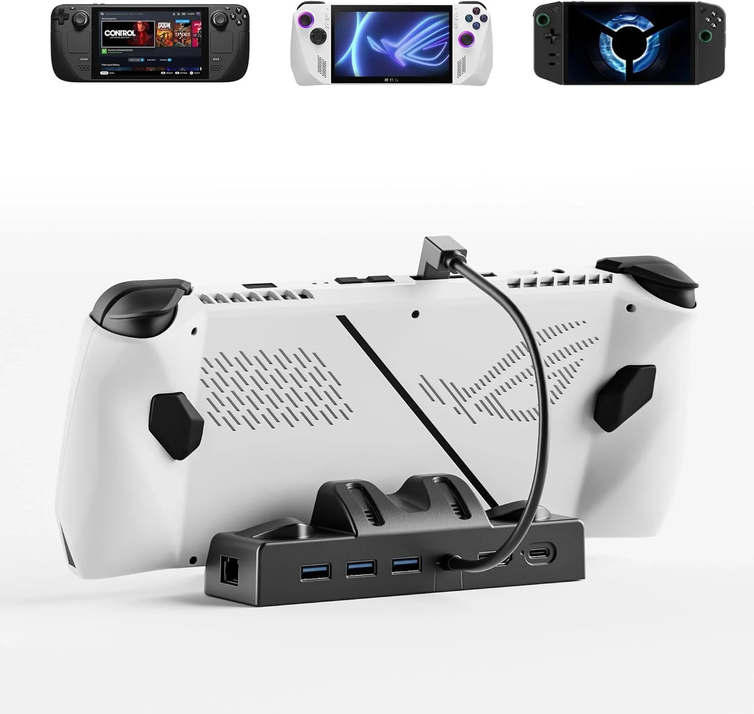 داک استیشن 6 در 1 برای ROG Ally/Steam Deck/Legion Go، با HDMI 2.0 4K@60Hz، گیگابیت اترنت، 3 پورت USB-A و USB-C 3.0 سازگار با ROG Ally/Steam Deck/Lenovo Legion Go