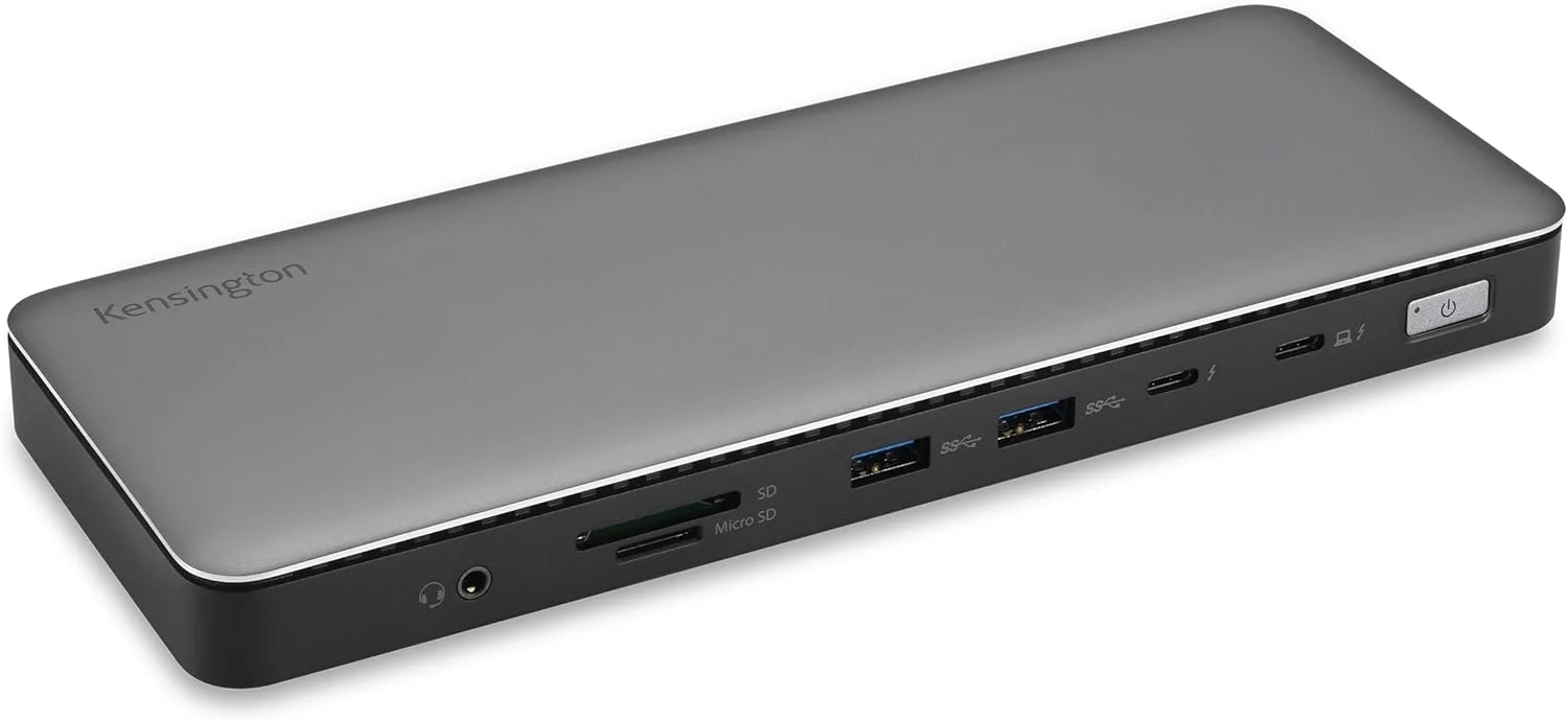 ایستگاه اتصال Kensington SD5768T EQ Thunderbolt 4، دو پورت 4K@60Hz از طریق HDMI/TB4، شارژ 96 واتی، اسلات کارت SD/Micro SD، اترنت، صدا، پشتیبانی از Thunderbolt Share (K35381NA)