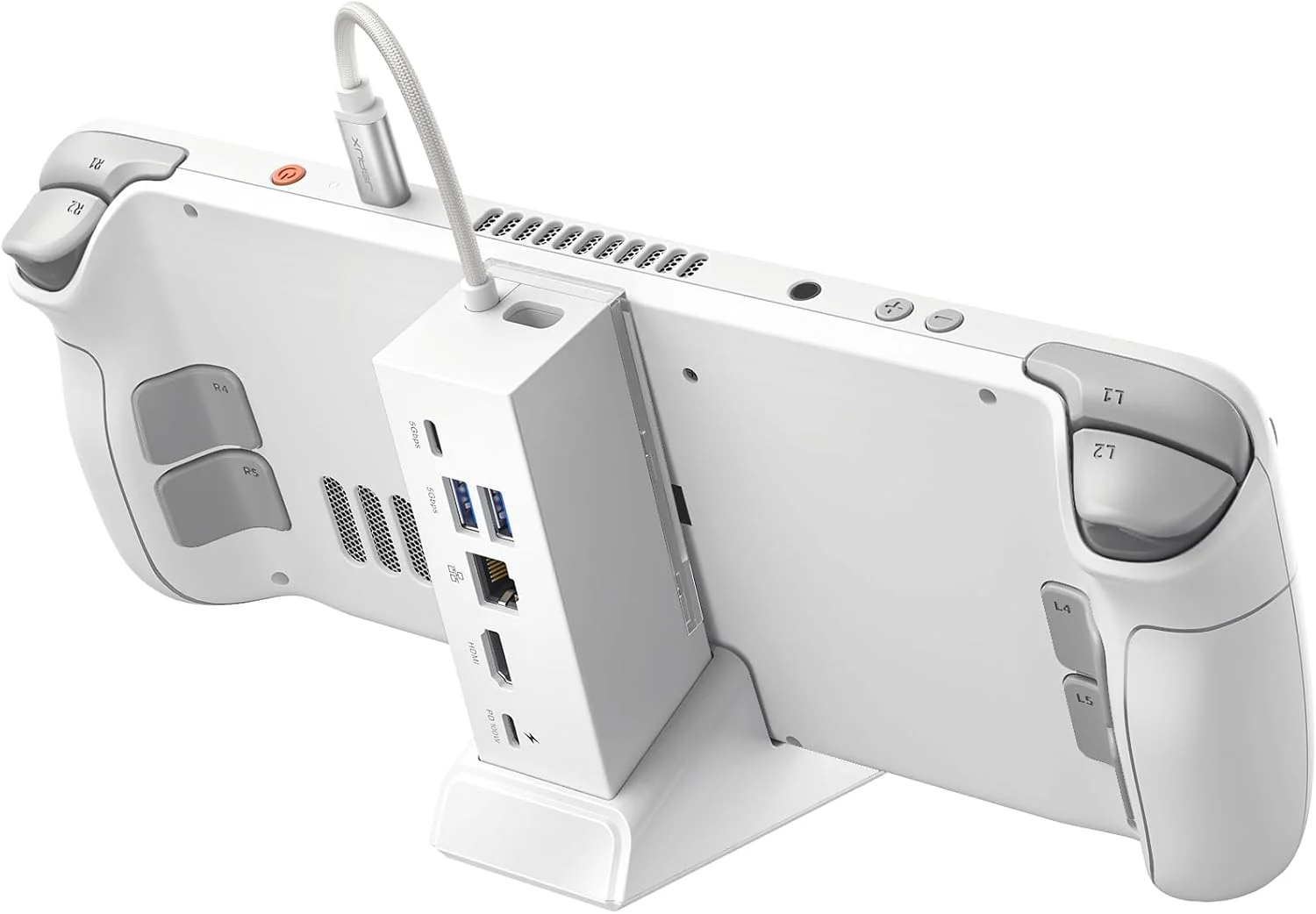 داک استیشن JSAUX سازگار با ROG Ally X/ROG Ally/Steam Deck/Legion Go، داک ROG Ally X شش در یک با HDMI 4K@120Hz، گیگابیت اترنت، USB دوگانه و USB-C 3.2 Gen 1، شارژ 100W PD - HB0609 سفید