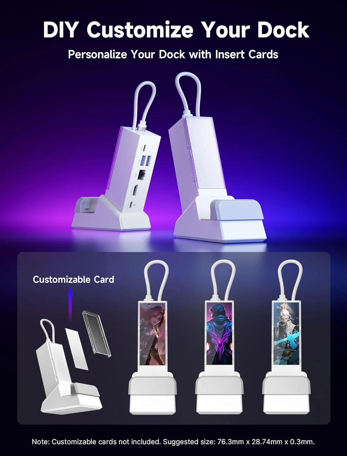 داک استیشن JSAUX سازگار با ROG Ally X/ROG Ally/Steam Deck/Legion Go، داک ROG Ally X شش در یک با HDMI 4K@120Hz، گیگابیت اترنت، USB دوگانه و USB-C 3.2 Gen 1، شارژ 100W PD - HB0609 سفید