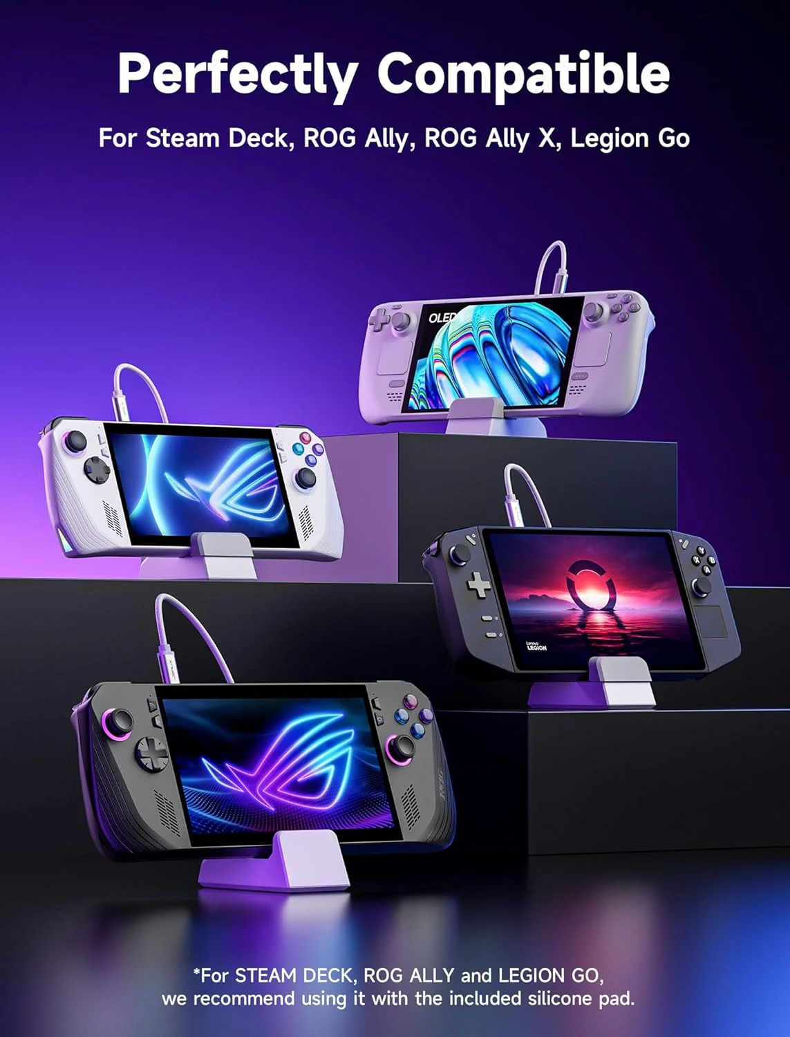 داک استیشن JSAUX سازگار با ROG Ally X/ROG Ally/Steam Deck/Legion Go، داک ROG Ally X شش در یک با HDMI 4K@120Hz، گیگابیت اترنت، USB دوگانه و USB-C 3.2 Gen 1، شارژ 100W PD - HB0609 سفید