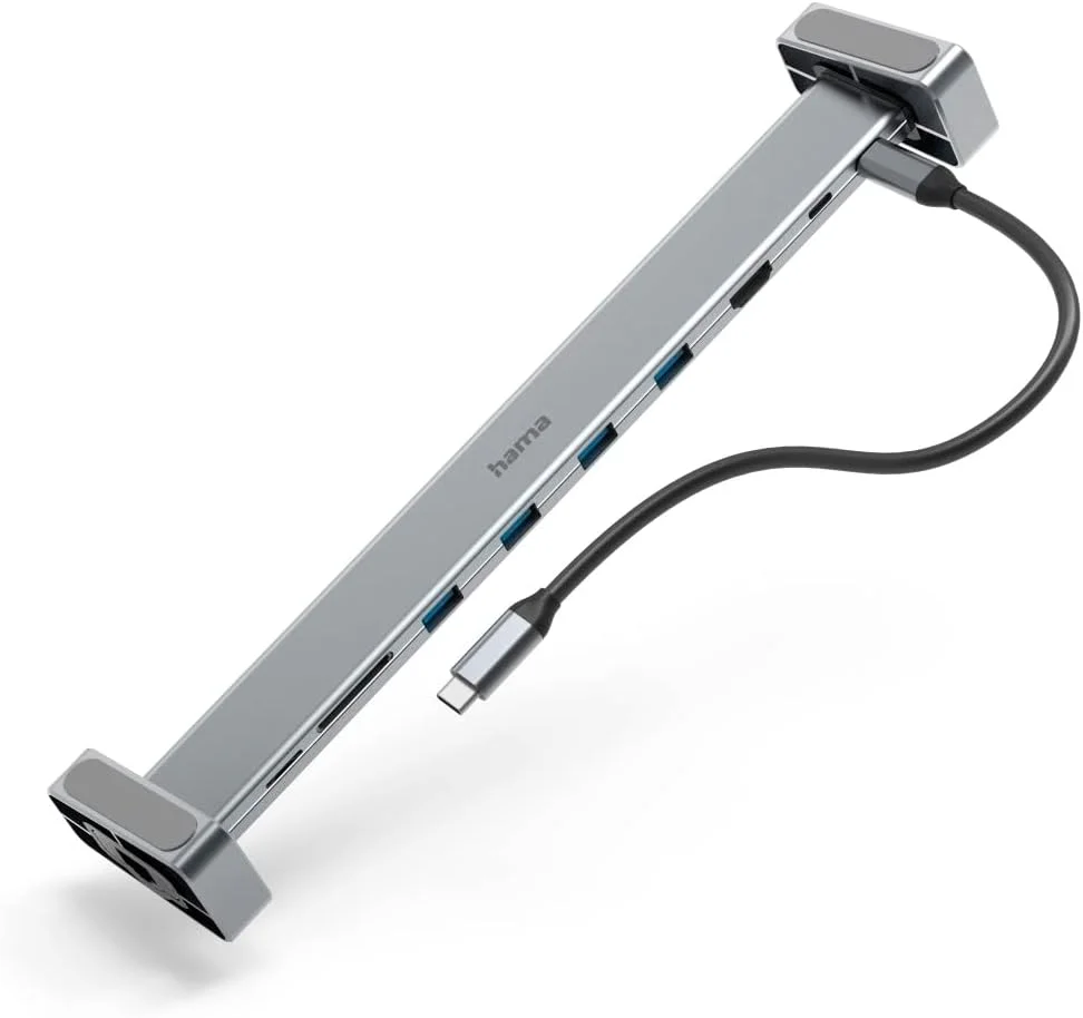 هاب 9 در 1 USB-C هاما مدل 200103 با 4 پورت USB-A، USB-C، HDMI، LAN، SD و MicroSD