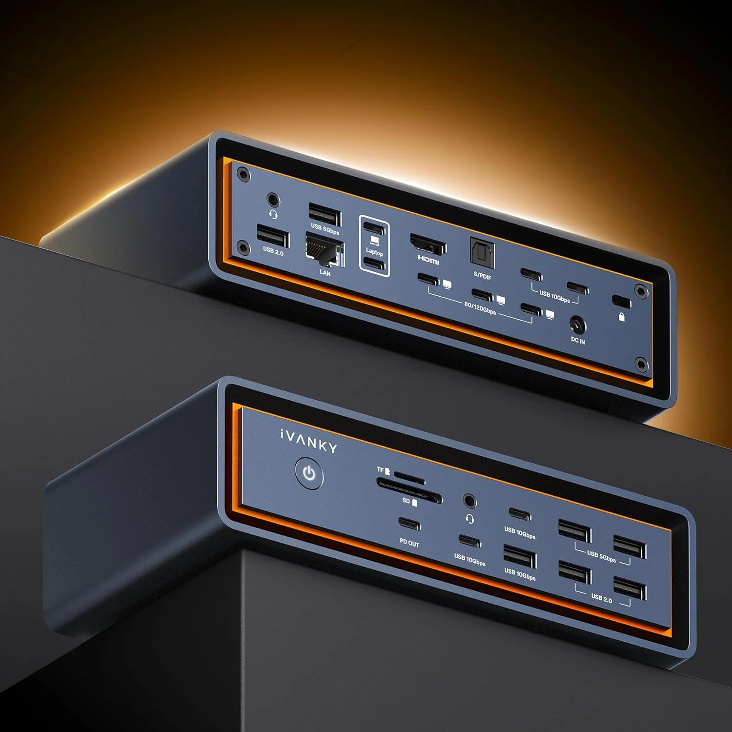 آی‌ونکی FusionDock Max 2 با 23 پورت برای Thunderbolt 5 با سرعت 120 گیگابیت بر ثانیه، داک استیشن مک‌بوک با پشتیبانی از سه مانیتور، داک 6K@60Hz برای مک M1/M2/M3/M4/M5 Pro/Max، HDMI 2.0، شارژ سریع 140 واتی PD، USB 10Gbps، اترنت 2.5GbE، SD/TF 4.0