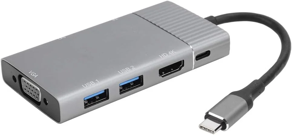 هاب داکینگ استیشن USB C، آداپتور چند پورت 7 در 1 با کیفیت 4K، 2K، USB 3.0، کارت خوان SDTF، کابل 140 میلی متری، لوازم جانبی قابل حمل لپ تاپ برای پرو/ایر