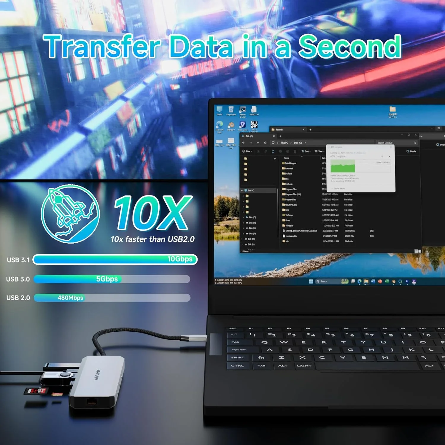 داک استیشن 10 گیگابیت بر ثانیه با پشتیبانی از دو مانیتور، داک استیشن WAVLINK Displayport با پشتیبانی از سه نمایشگر با دو پورت DP، پورت HDMI، پورت PD 100W، پورت RJ45، هاب USB 3.1 A/C 12 در 1، داک USB C برای مک/دل/اچ پی/لنوو