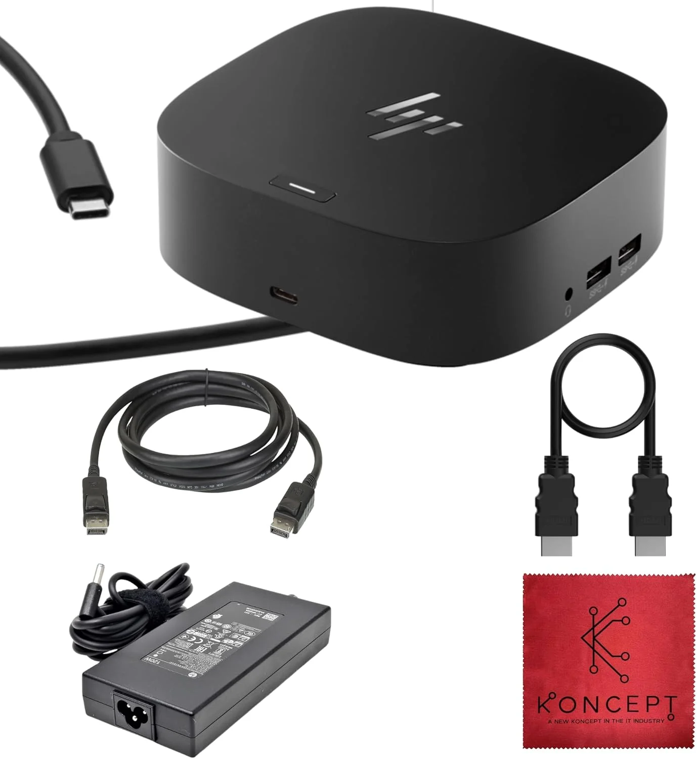 ایستگاه اتصال HP برای لپ تاپ، مانیتور دوگانه و شارژ - 5TW10AA / 5TW10UT / 5TW10AA#ABB USB-C G5 Dock با 120W + کابل HDMI + کابل DisplayPort