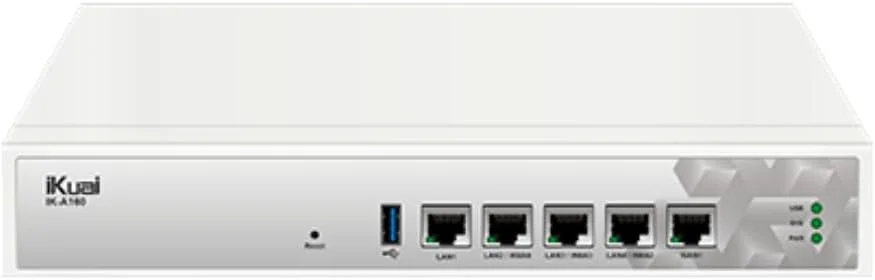 روتر سازمانی گیگابیتی 5 پورت IK-A160، مدیریت 128 اکسس پوینت WiFi 6، 150 کلاینت، شکل دهی ترافیک لایه 7، فایروال VLAN و ACL، کنترلر AC داخلی، 512 مگابایت رم، قابل نصب در رک 11 اینچی