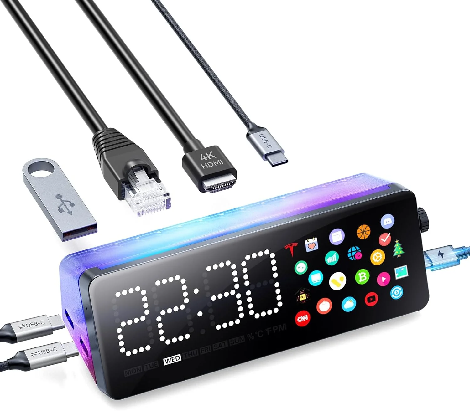 داک استیشن لپ تاپ، داک استیشن USB C هفت در یک با صفحه نمایش، چندین برنامه داخلی، داک USB C با HDMI 4K@60Hz، حداکثر توان 90 وات، اترنت 1 گیگابیت بر ثانیه، آداپتور چند پورت برای Dell/HP/MacBook داک استیشن لپ تاپ، داک استیشن USB C هفت در یک با صفحه نمایش، چندین برنامه داخلی، داک USB C با HDMI 4K@60Hz، حداکثر توان 90 وات، اترنت 1 گیگابیت بر ثانیه، آداپتور چند پورت برای Dell/HP/MacBook