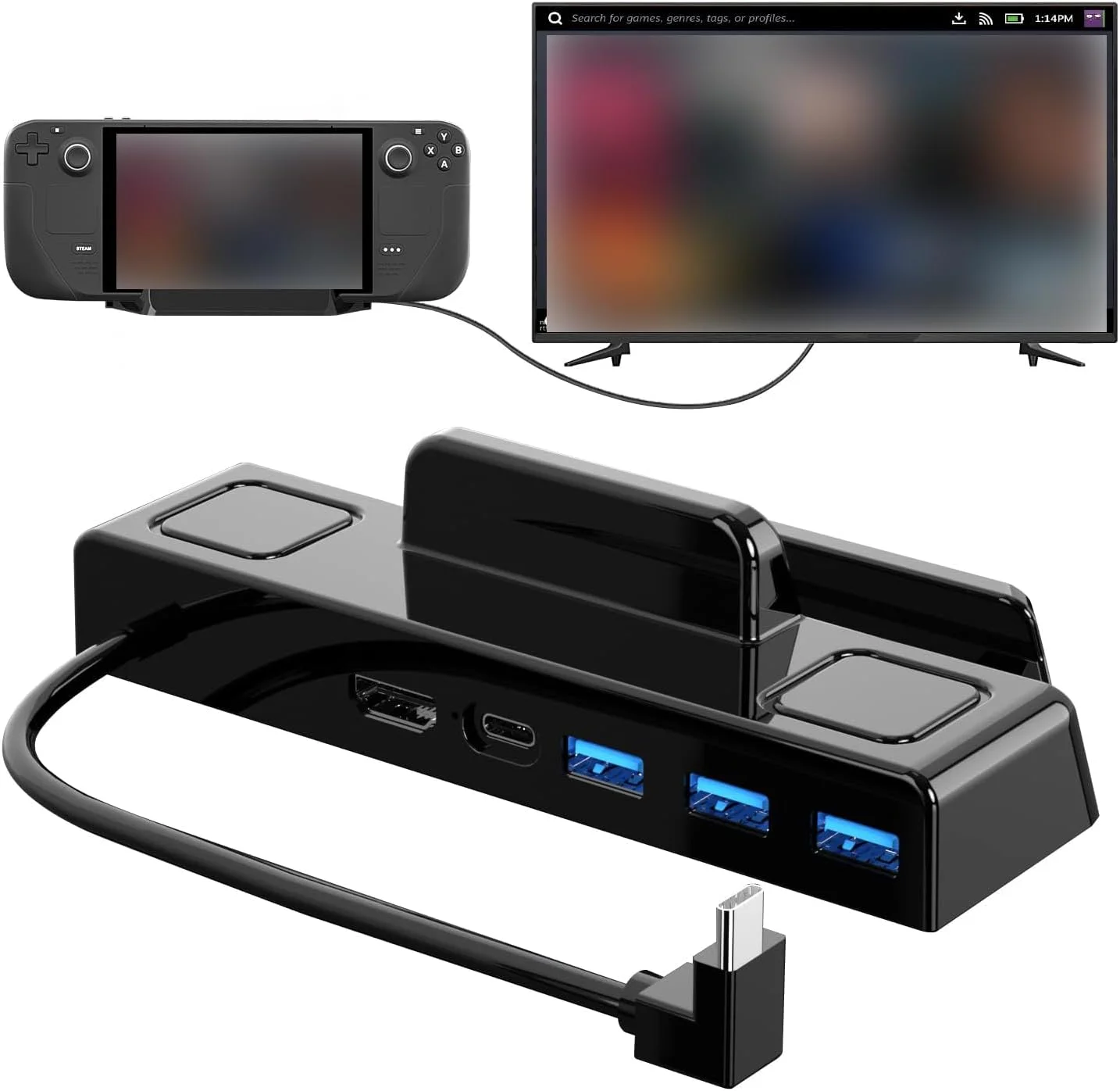 داک استیم دک، ایستگاه داکینگ 6 در 1 هاب با HDMI2.0 4K@60Hz، گیگابیت اترنت، 3 پورت USB-A 3.0 و پورت USB-C با شارژ 100 وات، سازگار با پایه لوازم جانبی استیم دک ولو داک استیم دک، ایستگاه داکینگ 6 در 1 هاب با HDMI2.0 4K@60Hz، گیگابیت اترنت، 3 پورت USB-A 3.0 و پورت USB-C با شارژ 100 وات، سازگار با پایه لوازم جانبی استیم دک ولو