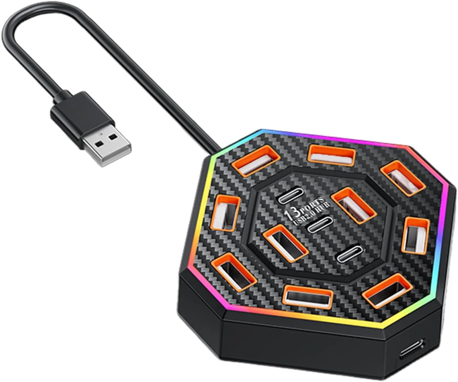 داک استیشن لپ تاپ، داک استیشن USB با 13 پورت | نورپردازی 7 رنگ برای کار الکترونیکی مناسب خانم ها، آقایان، دانشجویان، بزرگسالان، مدرسه و آپارتمان