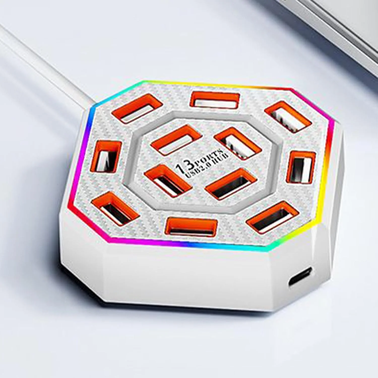 داک استیشن، آداپتور USB 13 پورت | لوازم جانبی RGB مناسب کار حرفه ای، دانشجویان و افراد مختلف