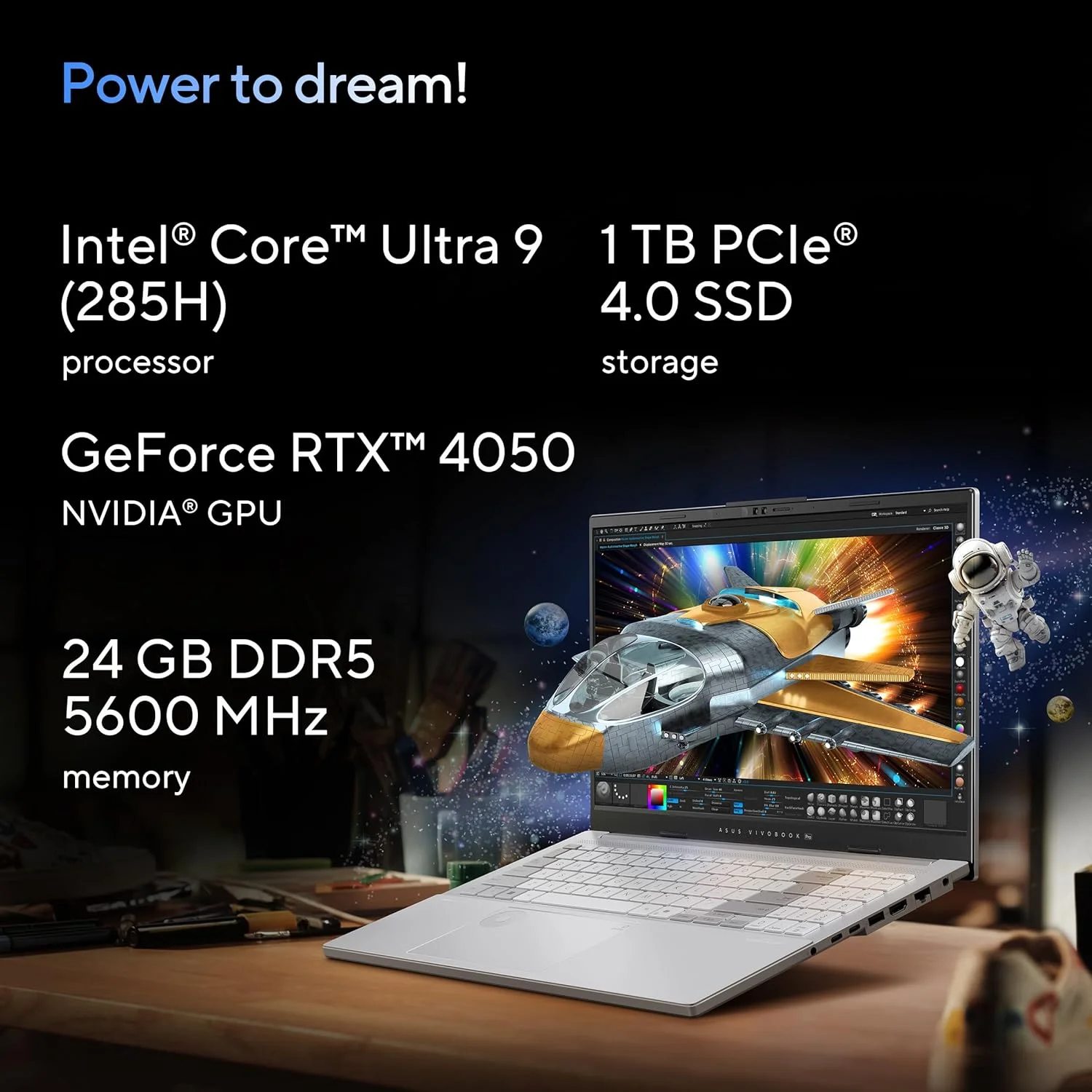 لپ تاپ ASUS Vivobook Pro 15 OLED، پردازنده Intel Core Ultra 9 285H، کارت گرافیک NVIDIA RTX 4050 6GB، رم 24GB، حافظه SSD 1TB، نمایشگر 15.6 اینچی 3K OLED، ویندوز 11، خاکستری ارل [N6506CU-MA034W]