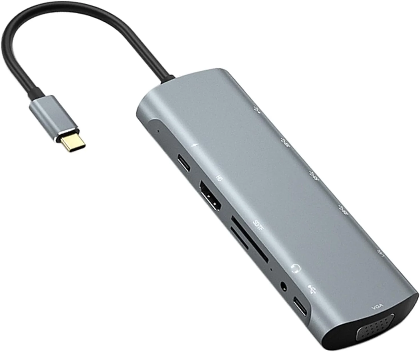 داک استیشن USB C دوازده در یک، هاب USB C برای لپ تاپ با پورت های PD، HD، VGA، سه عدد USB 3.0، یک عدد USB 2.0، Type C، RJ45، HDMI، Secure Digital/T-flash و هدفون