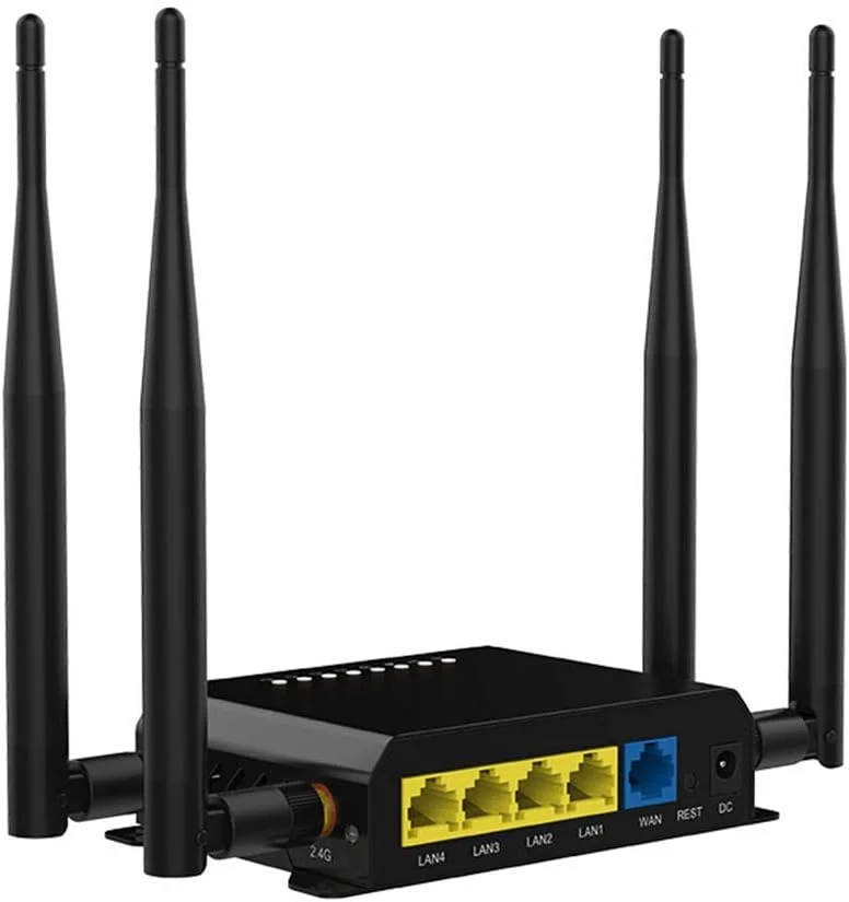 روتر 4G LTE، روتر وایرلس وای فای 300 مگابیت بر ثانیه Cat4، با بدنه فلزی صنعتی/آنتن های خارجی جداشدنی/اسلات سیم کارت آنلاک/پورت USB، مدل WE826-T
