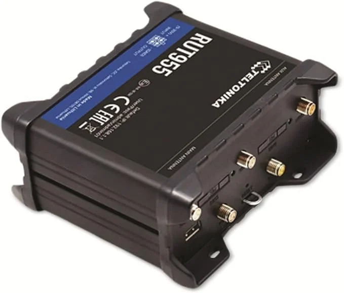 روتر سلولی دو سیم کارته حرفه ای Teltonika Cat 4 LTE و Wi-Fi - 16 مگابایت فلش، 128 مگابایت رم DDR2 - نرم افزار پیشرفته - 4G LTE (RUT955W03660)