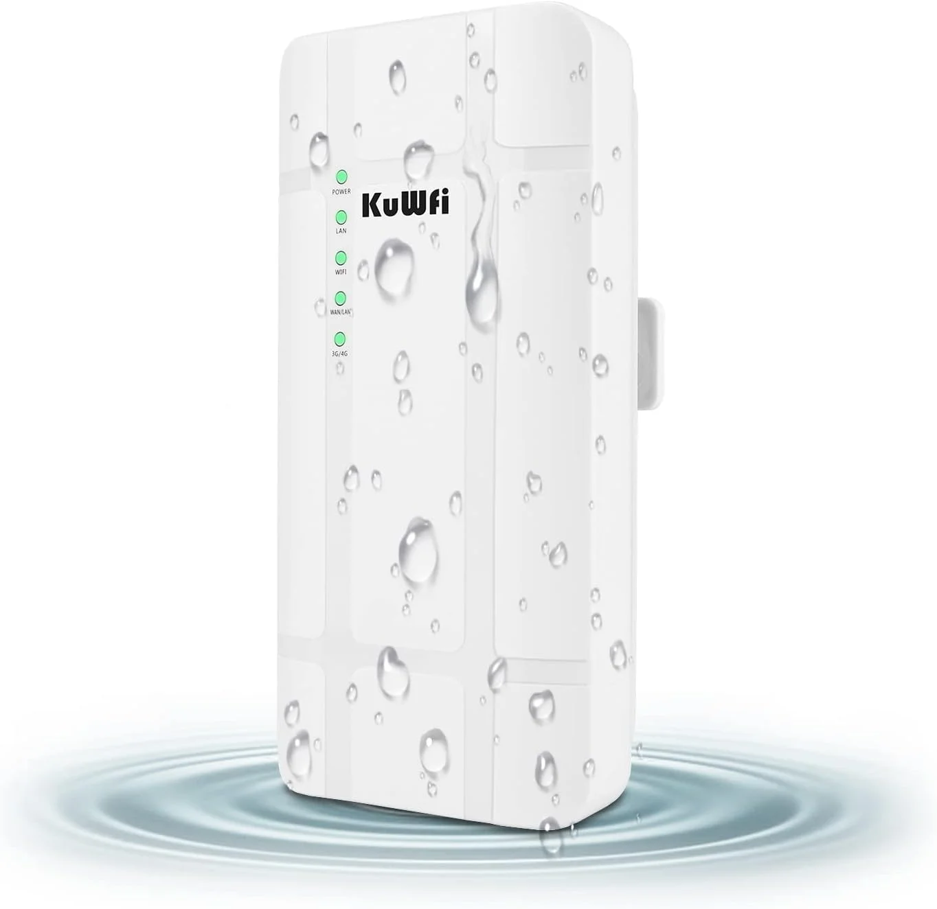 روتر وای فای 4G LTE بیرونی KuWFi 300Mbps با اسلات سیم کارت CAT4 و آداپتور POE، مناسب برای دوربین های مداربسته و پوشش وای فای در فضای باز (نسخه ایالات متحده B2/B4/B5/B12/B13/B14/B66/B71)
