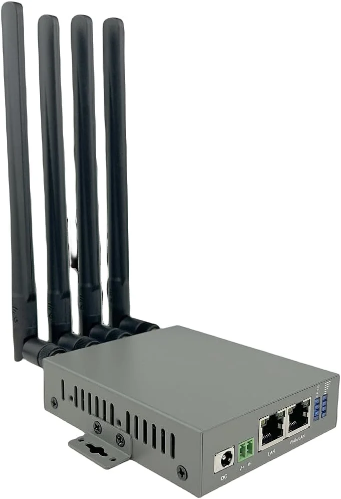 کارت دسترسی به اینترنت پرسرعت دو پورت سریال RS232 RS485 CPE بیرونی، روتر صنعتی 5G دو پورت شبکه، یک عدد (نسخه جهانی + آنتن های چسبی)