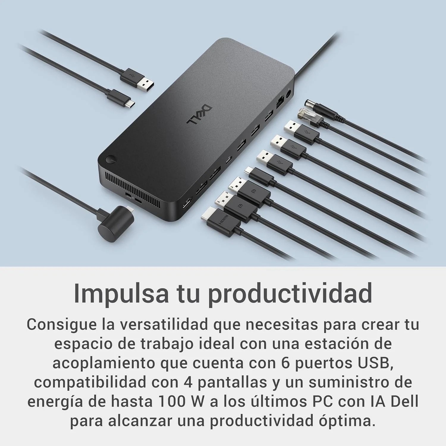 Dell Pro Dock WD25 - داک استیشن USB-C با توان شارژ 100 وات، پشتیبانی از 4 نمایشگر، 2 پورت DP 1.4، HDMI 2.1، 6 پورت USB، اترنت 2.5 گیگابیتی، طراحی فشرده و پایدار