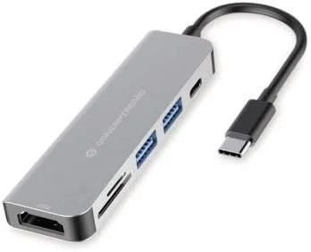 داک استیشن USB-C کانسپترونیک، HDMI، 2 پورت USB-A، کارت خوان SD، TF، 6 در 1