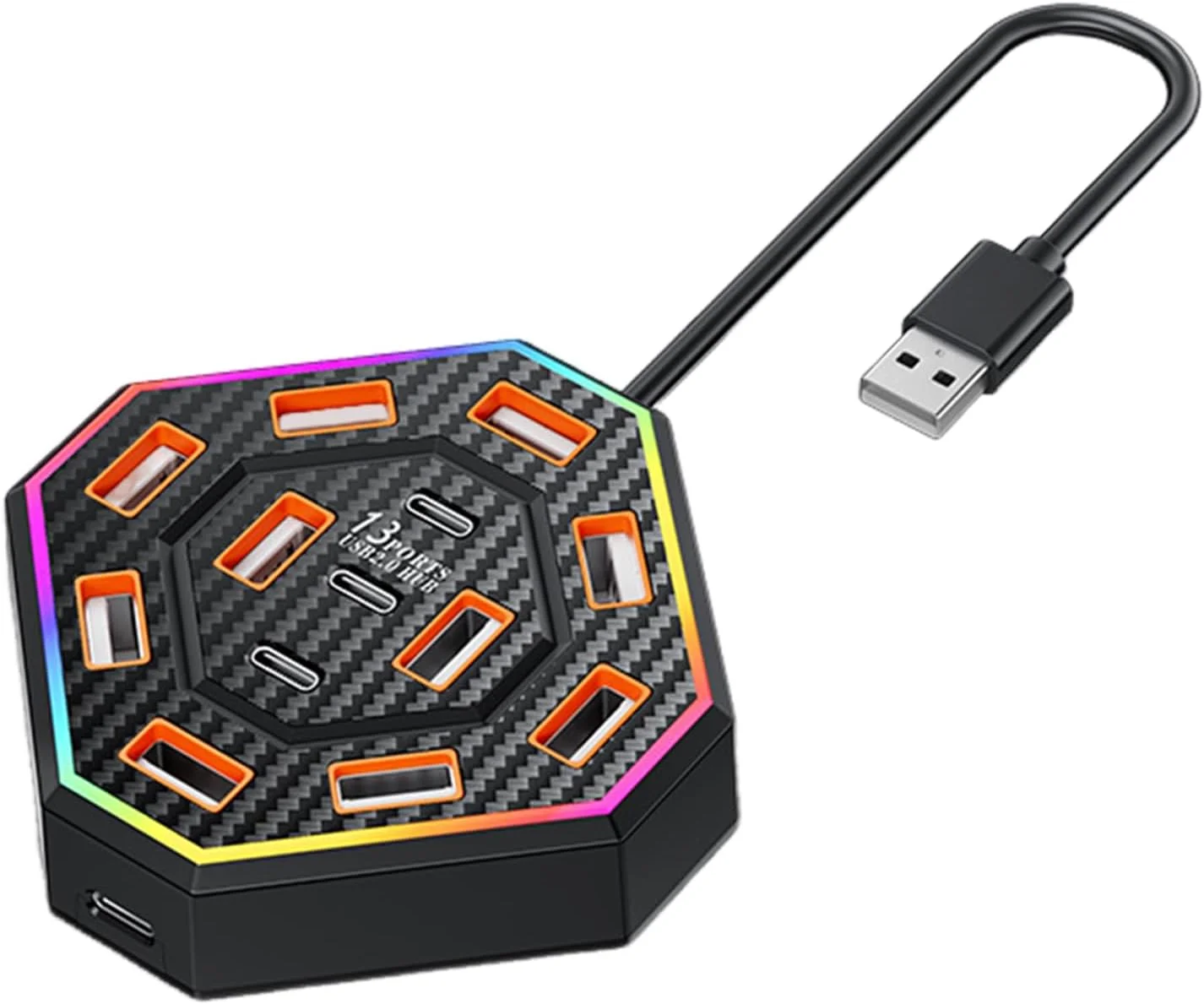 ایستگاه اتصال کامپیوتر | ایستگاه اتصال USB 13 پورت، تجهیزات حفاظت از اضافه بار الکتریکی برای خانه، کتابخانه، آپارتمان، خوابگاه، مدرسه، دانشگاه