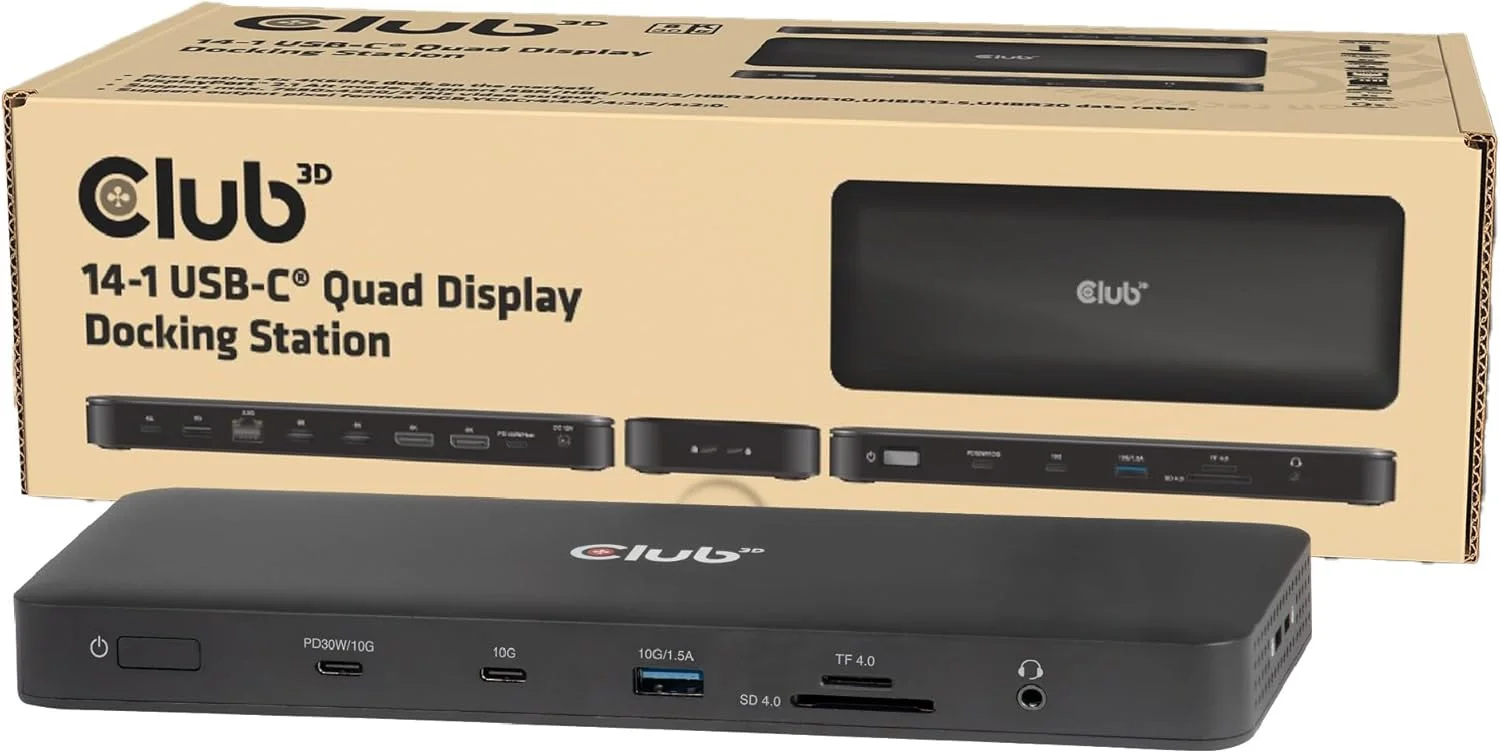 ایستگاه اتصال چهار نمایشگر USB-C مدل Club3D CSV-2540 14-1