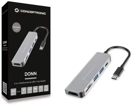 داک استیشن USB-C کانسپترونیک، HDMI، 2 پورت USB-A، کارت خوان SD، TF، 6 در 1