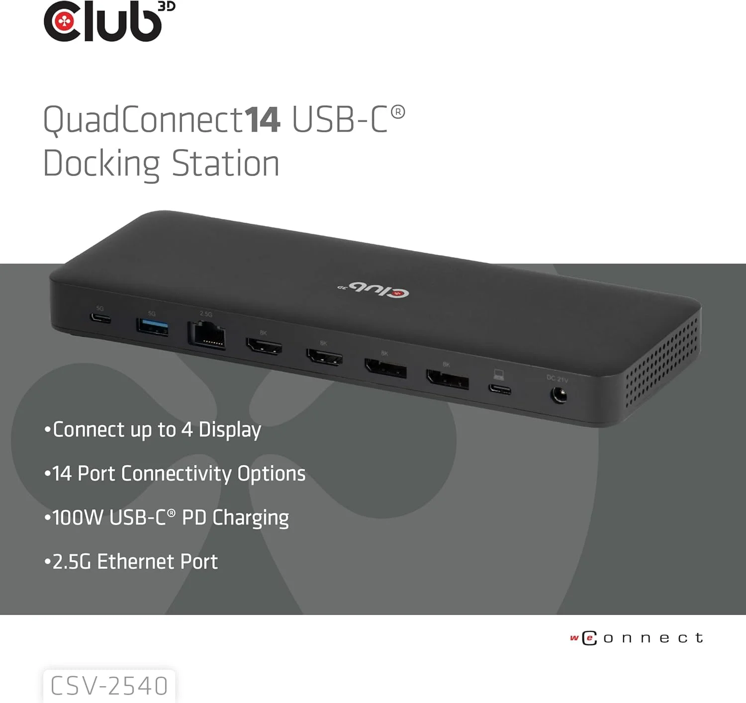 ایستگاه اتصال چهار نمایشگر USB-C مدل Club3D CSV-2540 14-1