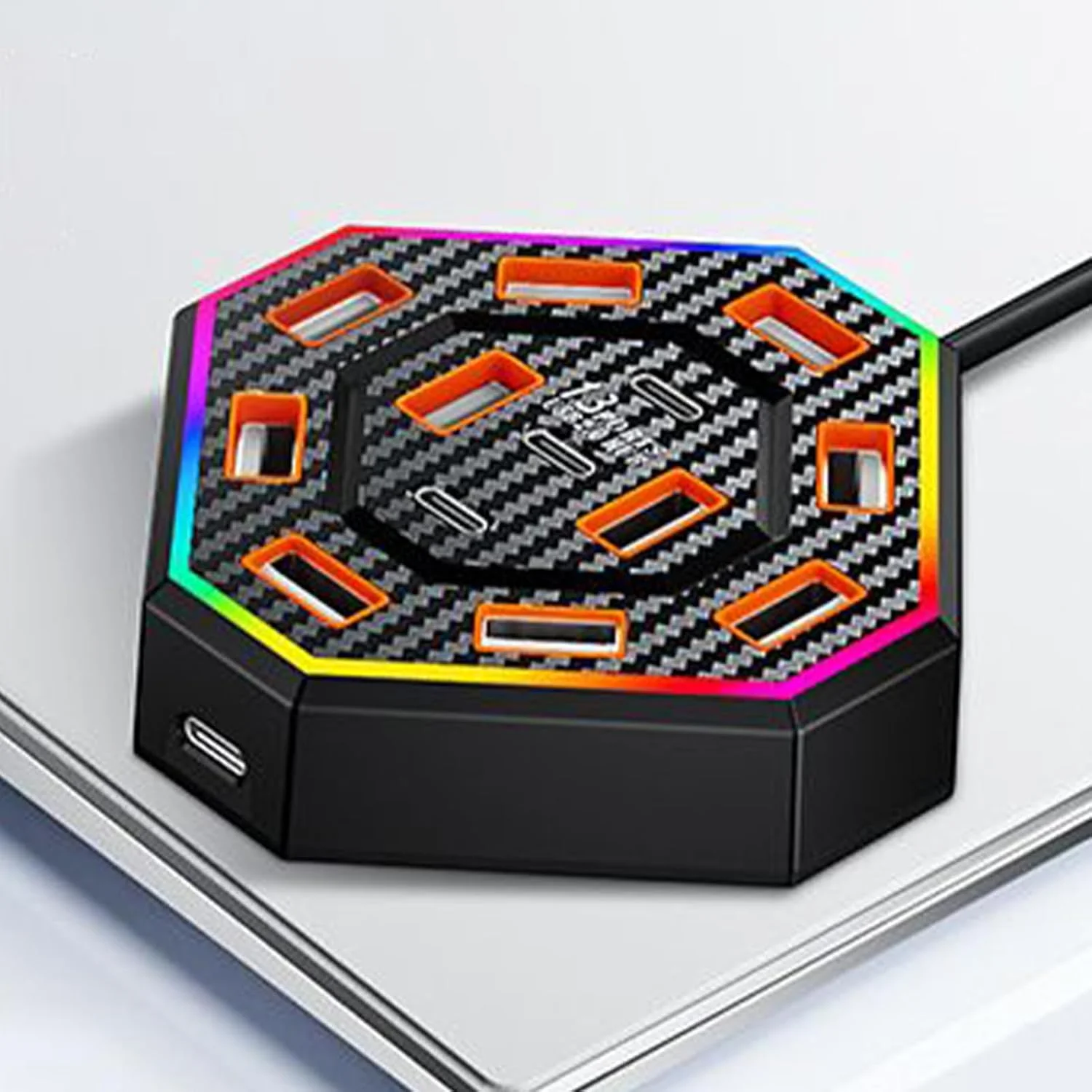 داک استیشن کامپیوتر - هاب USB داک استیشن 13 پورت - لوازم جانبی RGB الکتریکی مناسب کار حرفه ای برای دانشجویان، بزرگسالان، مردان و زنان