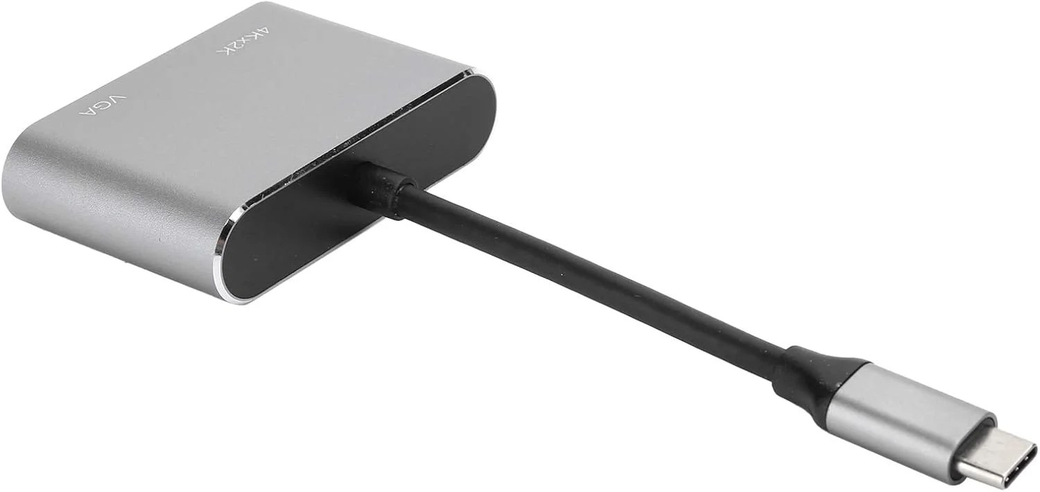 هاب Type-C به VGA DVI برای نمایشگر با رزولوشن 4K، تبدیل Type-C برای ارائه تجاری (خاکستری)