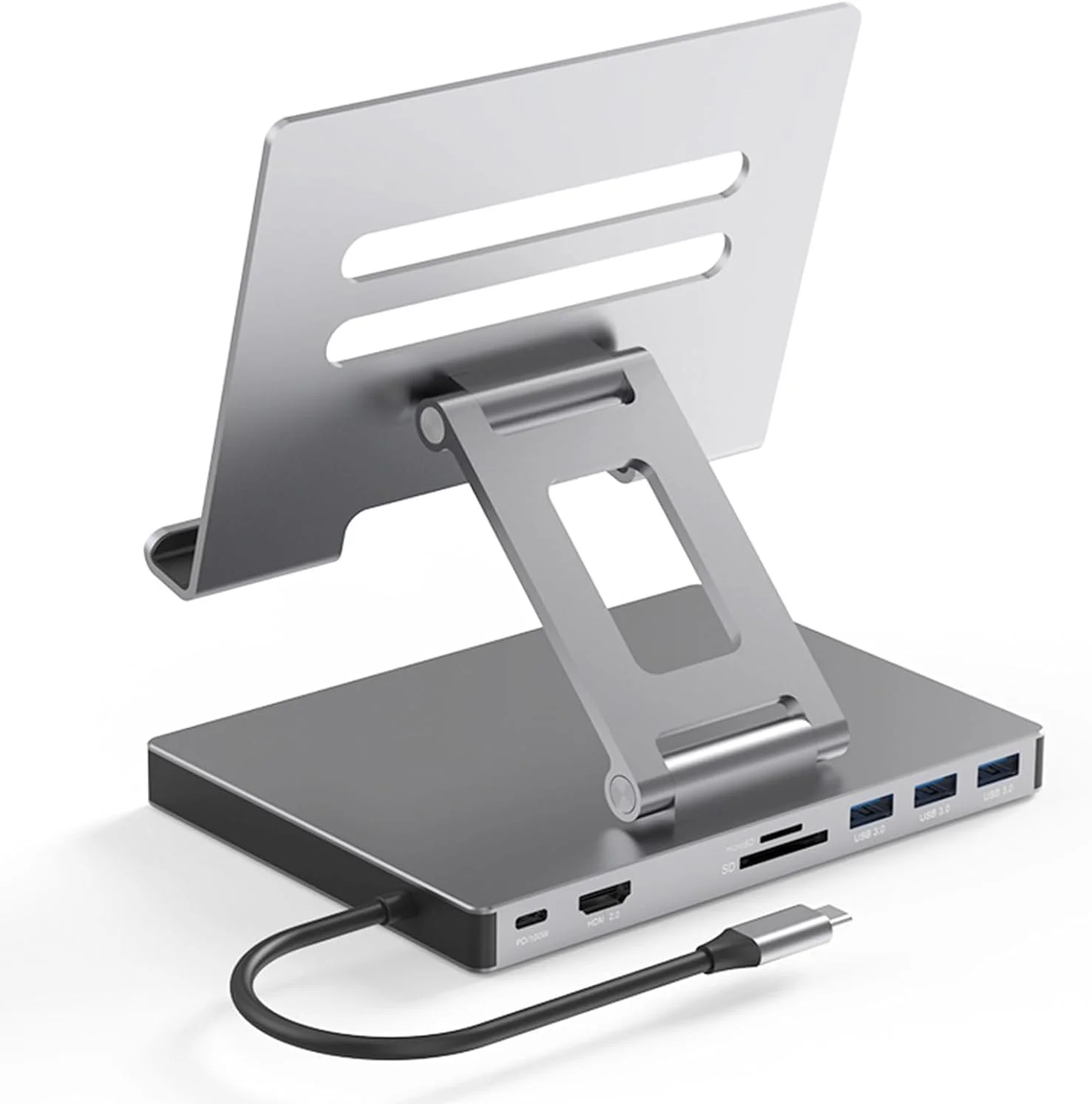 هاب شارژ Type-c، استند لپ تاپ ایستگاه داک USB، اسلات کارت چند پورت 3.0 Tf، استیشن داک Type C آلیاژ آلومینیوم سازگار با HDMI 4K 60HZ 8 در 1 هولدر استند لپ تاپ اترنت