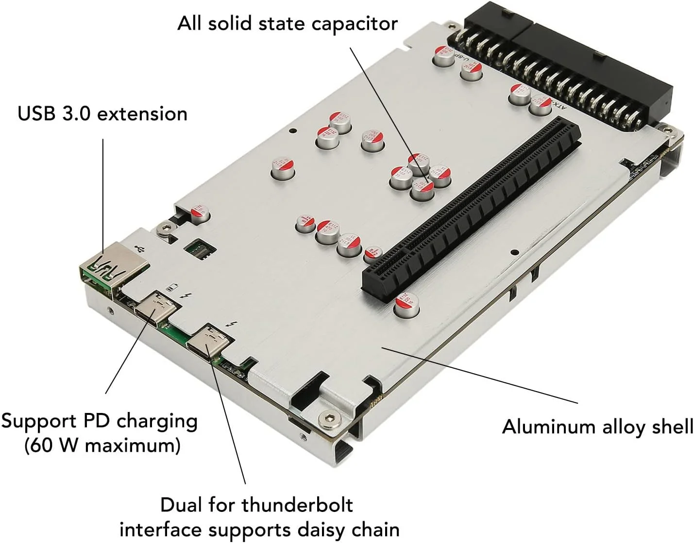 داک کارت گرافیک اکسترنال Bewinner برای Thunderbolt 3/4، ایستگاه داکینگ کارت گرافیک خارجی برای لپ تاپ، پشتیبانی از ATX، SFX برای منابع تغذیه FLEX، همراه با براکت های SFX و ATX