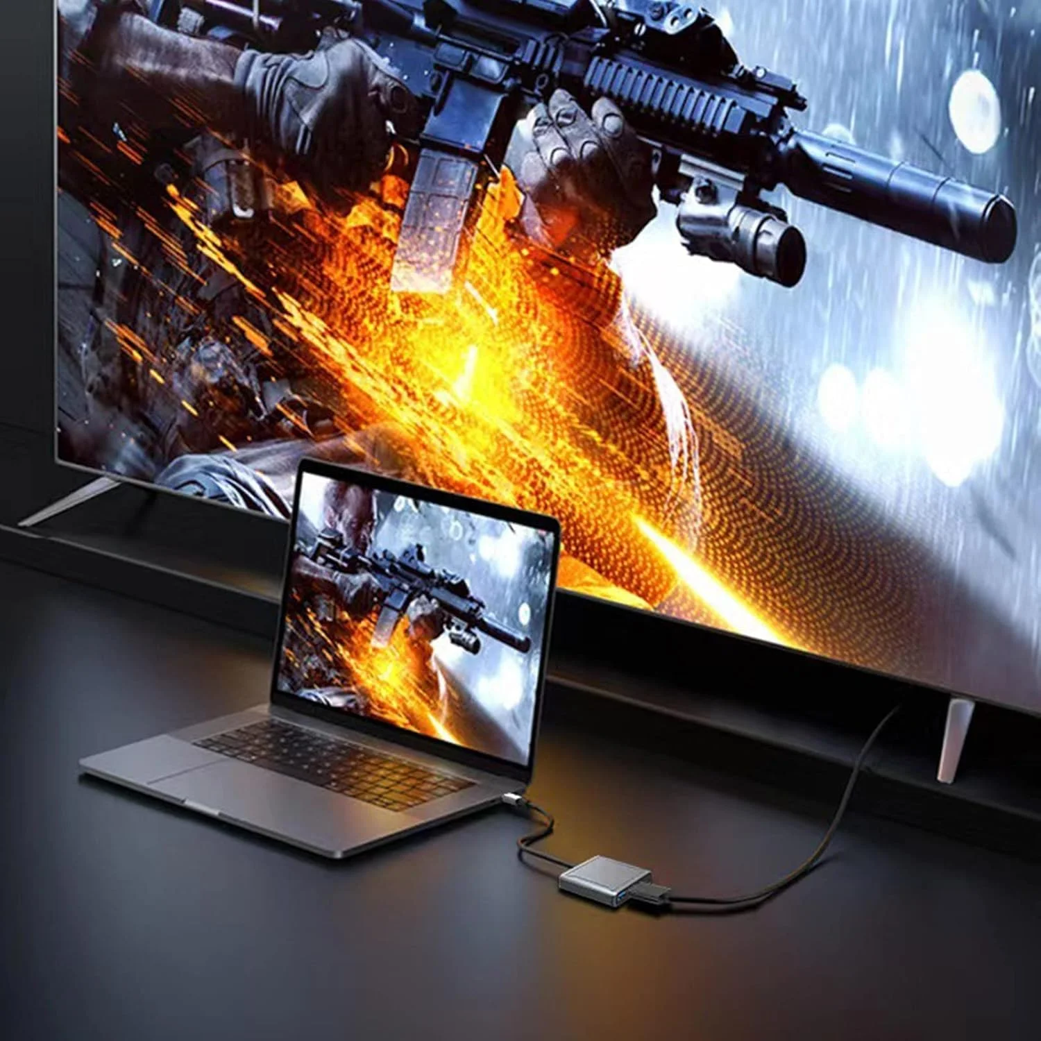 داک استیشن USB-C آزون، آداپتور 3 در 1 Type-C به DisplayPort 8Kx4K 120Hz با شارژ سریع USB 2.0، هاب چند پورت برای اتصال لپ تاپ